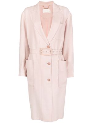 ZIMMERMANN belted button-up coat - Pink