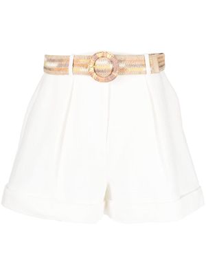 ZIMMERMANN belted pleated cotton shorts - White