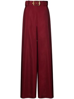 ZIMMERMANN belted silk wide-leg trousers - Red