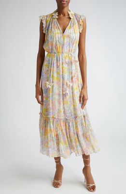 Zimmermann Butterfly Floral Print Tiered Dress in Multi Meadow