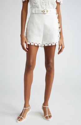 Zimmermann Butterfly High Waist Linen Shorts in Natural