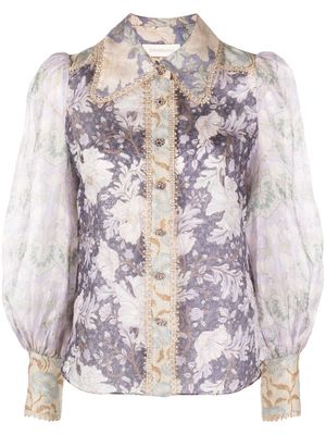 ZIMMERMANN Celestial floral-print puff-sleeve blouse - Purple