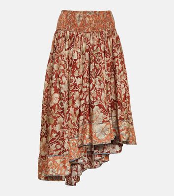 Zimmermann Chintz floral asymmetric silk midi skirt