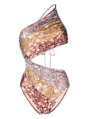 ZIMMERMANN Chintz Spliced floral-print swimsuit - Neutrals