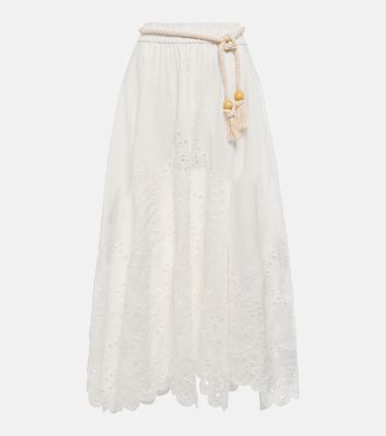 Zimmermann Clover broderie anglaise linen skirt
