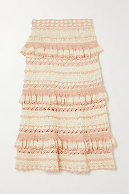 Zimmermann - Clover Tiered Crocheted Cotton Midi Skirt - Pink