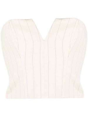 ZIMMERMANN cropped pinstriped corset-style top - Neutrals