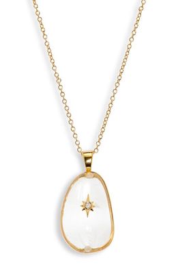 Zimmermann Crystal Pebble Pendant Necklace in Gold/Transparent Quartz