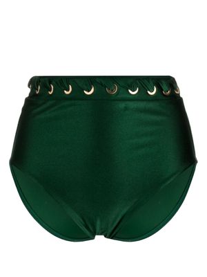 ZIMMERMANN Devi eyelet-detail bikini bottoms - Green