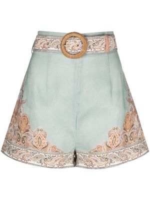 ZIMMERMANN Devi linen shorts - Blue