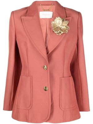 ZIMMERMANN floral-appliqué single-breasted blazer - Pink