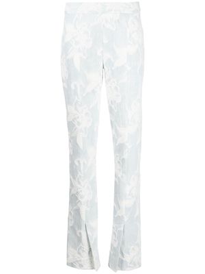 ZIMMERMANN floral-embroidery straight-leg jeans - Blue