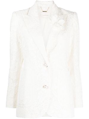 ZIMMERMANN floral lace-detail blazer - White