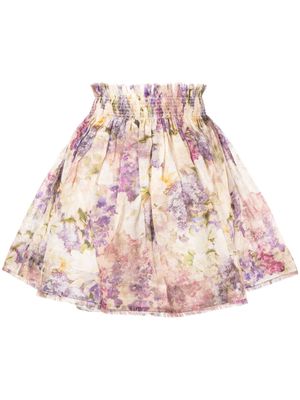 ZIMMERMANN floral-print flared miniskirt - Neutrals