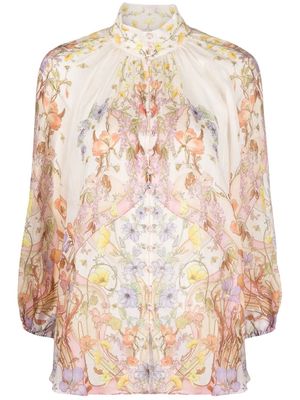 ZIMMERMANN floral-print high-neck blouse - Neutrals
