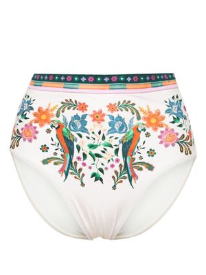 ZIMMERMANN floral-print high-waisted bikini bottoms - Neutrals