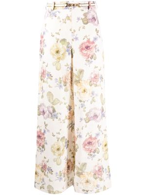 ZIMMERMANN floral-print linen wide-leg trousers - Multicolour