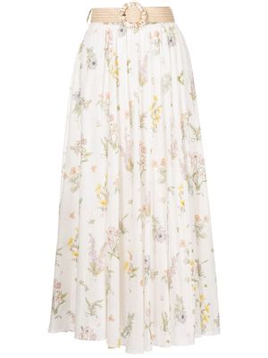 ZIMMERMANN floral-print midi skirt - White