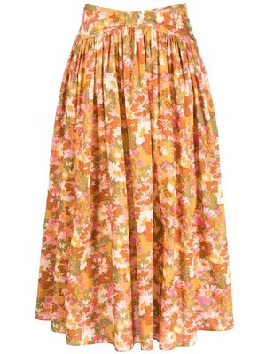 ZIMMERMANN floral print pleated skirt - Orange