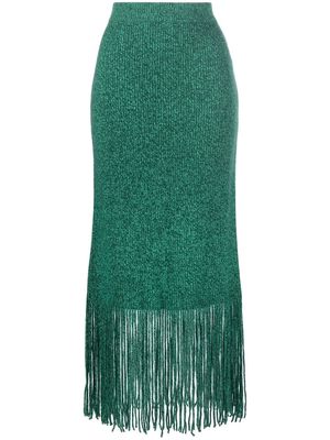 ZIMMERMANN fringed-hem knitted skirt - Green