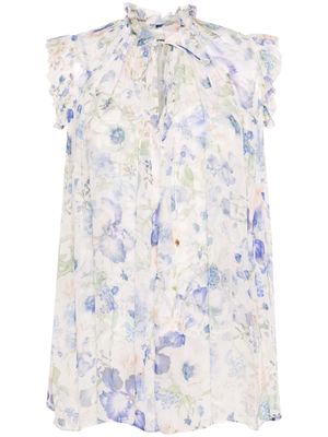 ZIMMERMANN Garden-print frilled blouse - Blue