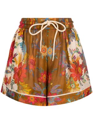 ZIMMERMANN Ginger floral-print silk shorts - Neutrals