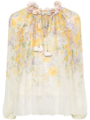 ZIMMERMANN Harmony Billow floral-print blouse - Yellow