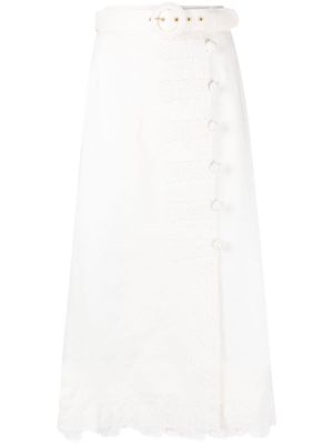 ZIMMERMANN High Tide floral-lace skirt - White