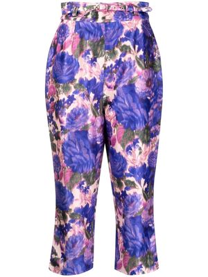 ZIMMERMANN High Tide floral-print cropped trousers - Purple