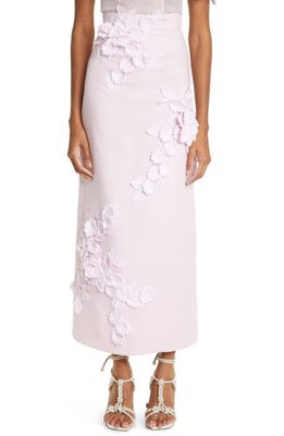Zimmermann High Tide Flower High Waist Linen Maxi Skirt in Lilac