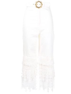 ZIMMERMANN high-waisted embroidered-design trousers - White