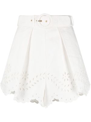 ZIMMERMANN Junie floral-embroidered shorts - White