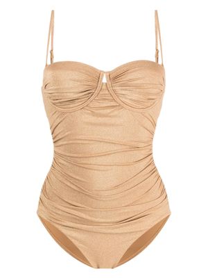 ZIMMERMANN Junie lurex gathered swimsuit - Gold