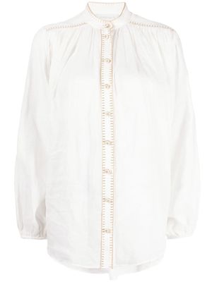 ZIMMERMANN Junie stitch-detail ramie blouse - White