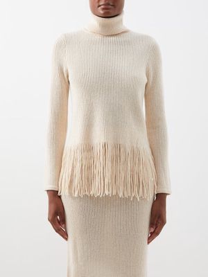 Zimmermann - Kaleidoscope Fringed Cashmere-blend Sweater - Womens - Ivory