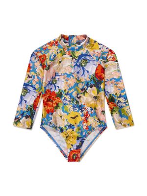 ZIMMERMANN Kids Alight floral-print swimsuit - Blue