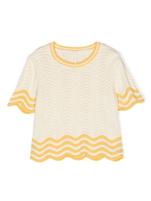 ZIMMERMANN Kids Alight pointelle-knit cotton top - Neutrals