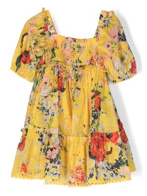 ZIMMERMANN Kids Alight shirred floral-print dress - Yellow
