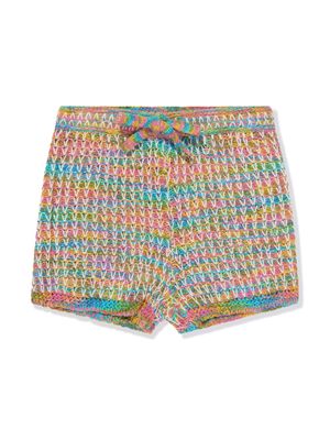 ZIMMERMANN Kids August crochet-knit shorts - Pink