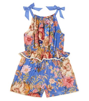 Zimmermann Kids August floral cotton playsuit