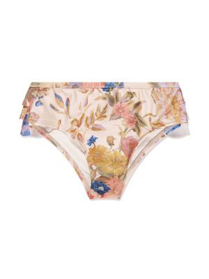 ZIMMERMANN Kids August floral-print bikini bottoms - Neutrals