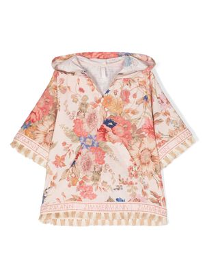 ZIMMERMANN Kids August floral-print fringed blouse - Neutrals
