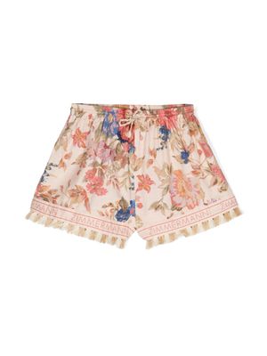 ZIMMERMANN Kids August floral-print shorts - Neutrals