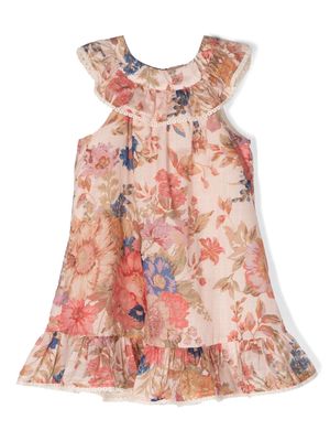 ZIMMERMANN Kids August floral-print swing dress - Neutrals