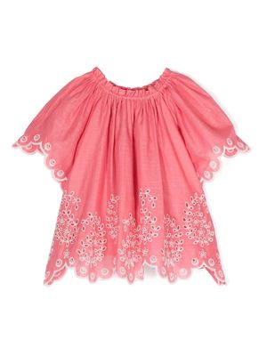 ZIMMERMANN Kids broderie anglaise blouse - Pink