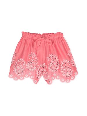 ZIMMERMANN Kids broderie anglaise shorts - CORAL PINK