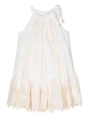 ZIMMERMANN Kids Clover floral-embroidered peplum dress - White