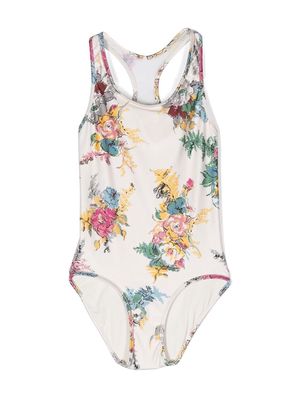 ZIMMERMANN Kids Clover floral-print racerback swimsuit - Neutrals