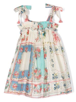 ZIMMERMANN Kids Clover floral-print smocked dress - White