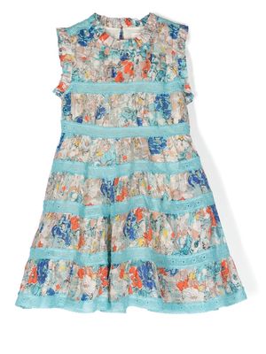 ZIMMERMANN Kids Clover tiered floral-print dress - Blue